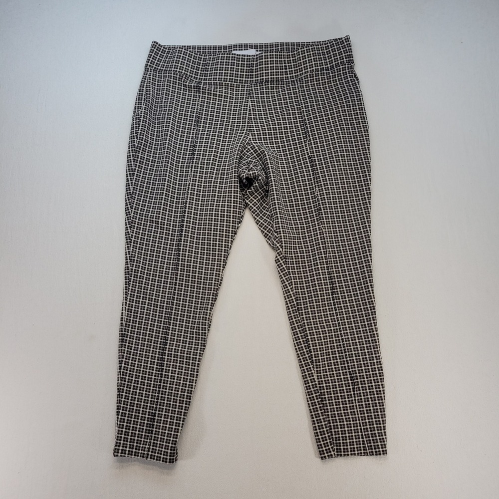 Old Navy Stevie Pants Womens XL Black White Plaid High Rise Ponte Knit Ankle